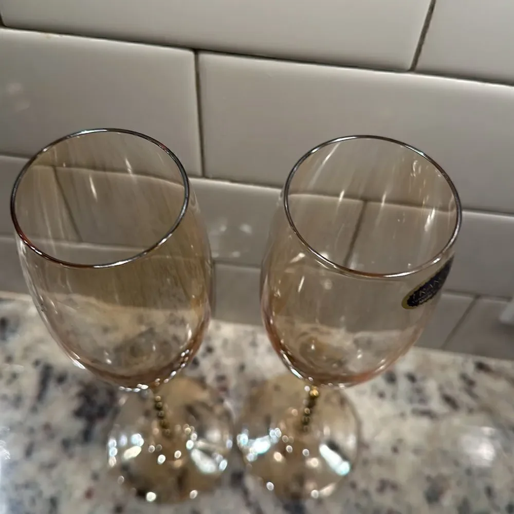Franco Vetrerie Cristellerie Italian Bejeweled Champagne Glasses (2)